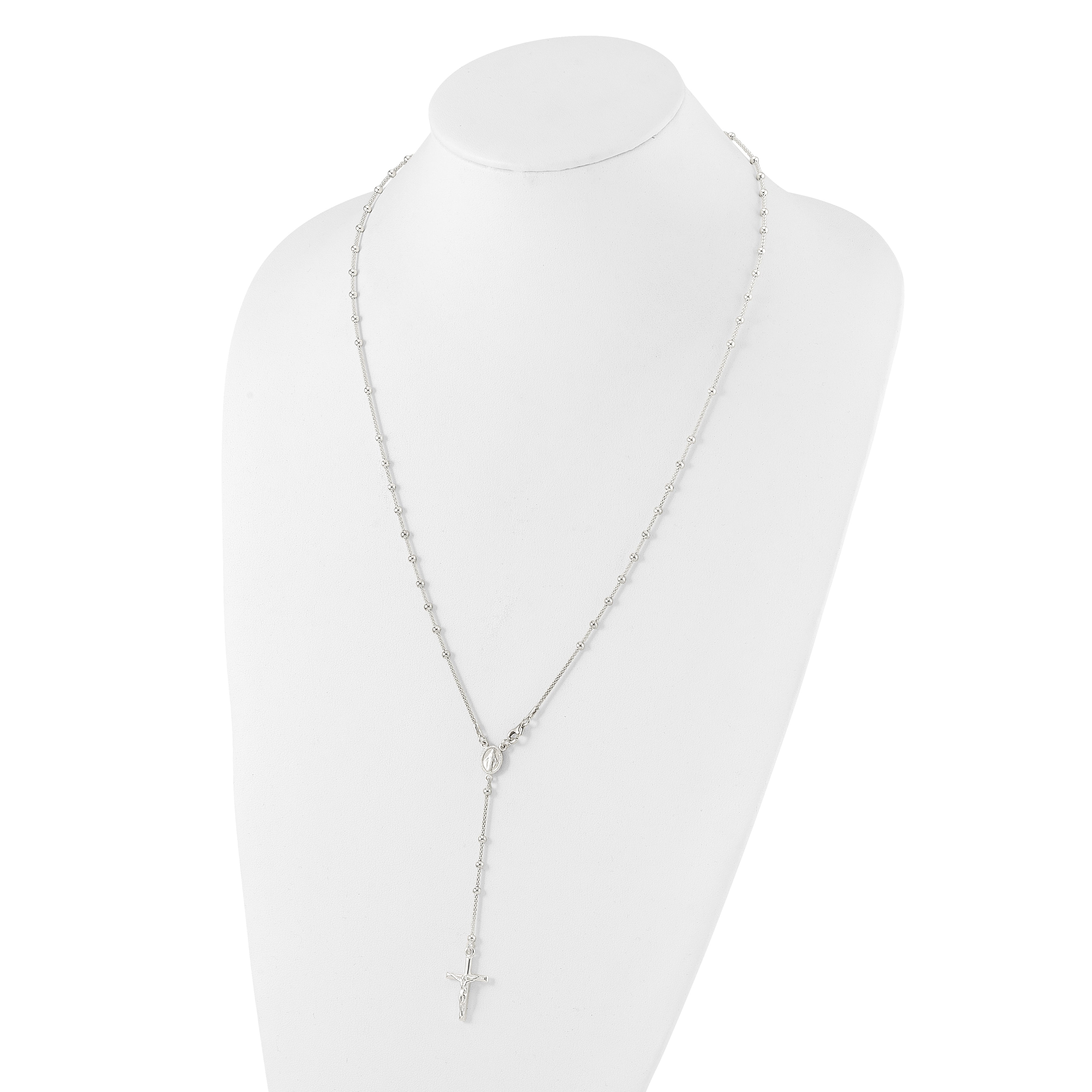 Sterling Silver 24in Rosary Necklace