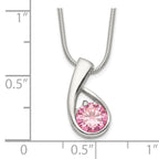 Sterling Silver 925 Pink CZ Necklace with Polished Snake Chain Elegance