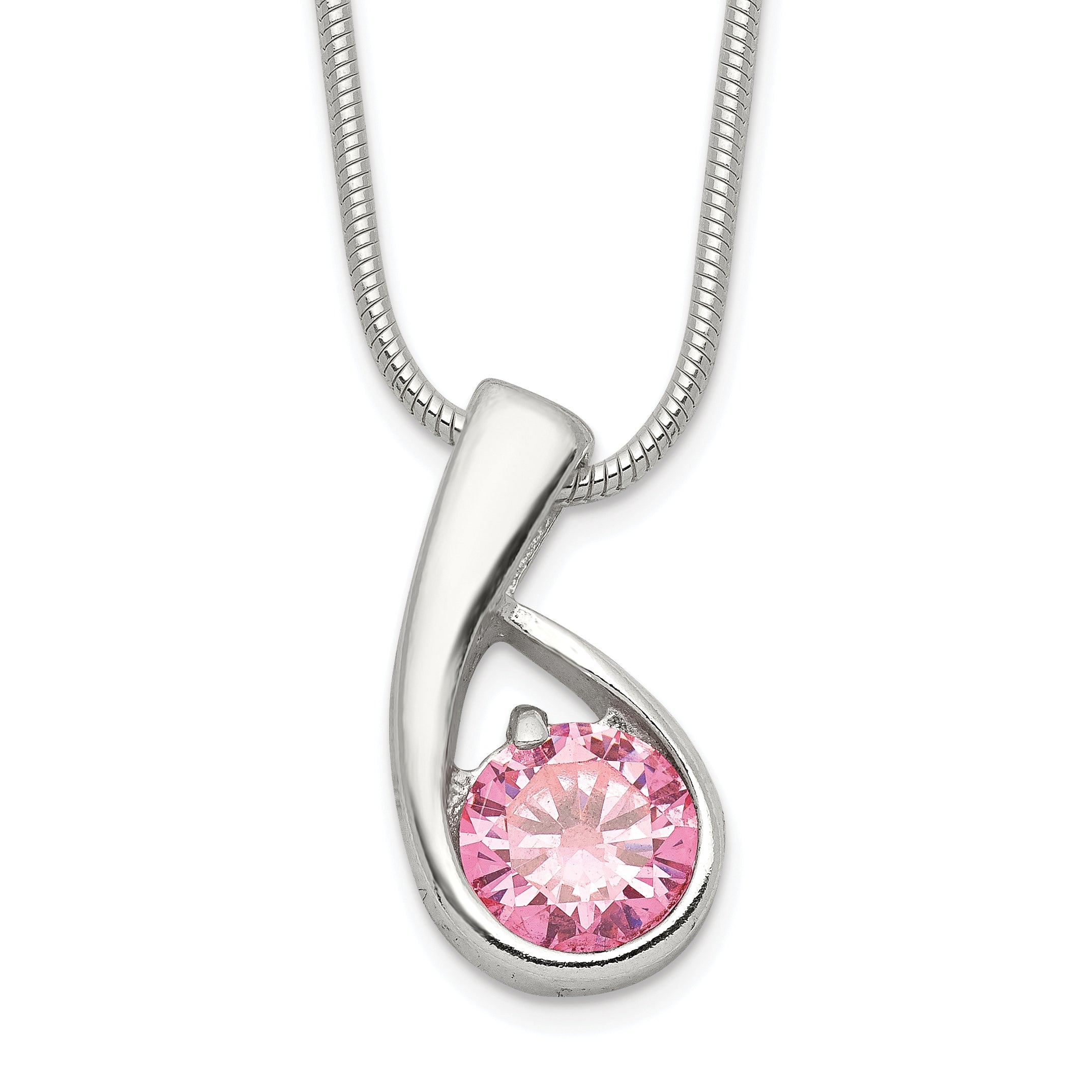 Sterling Silver Pink CZ Necklace Main image