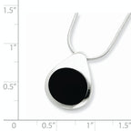 Sterling Silver Onyx Pendant Necklace with Polished Rhodium Finish