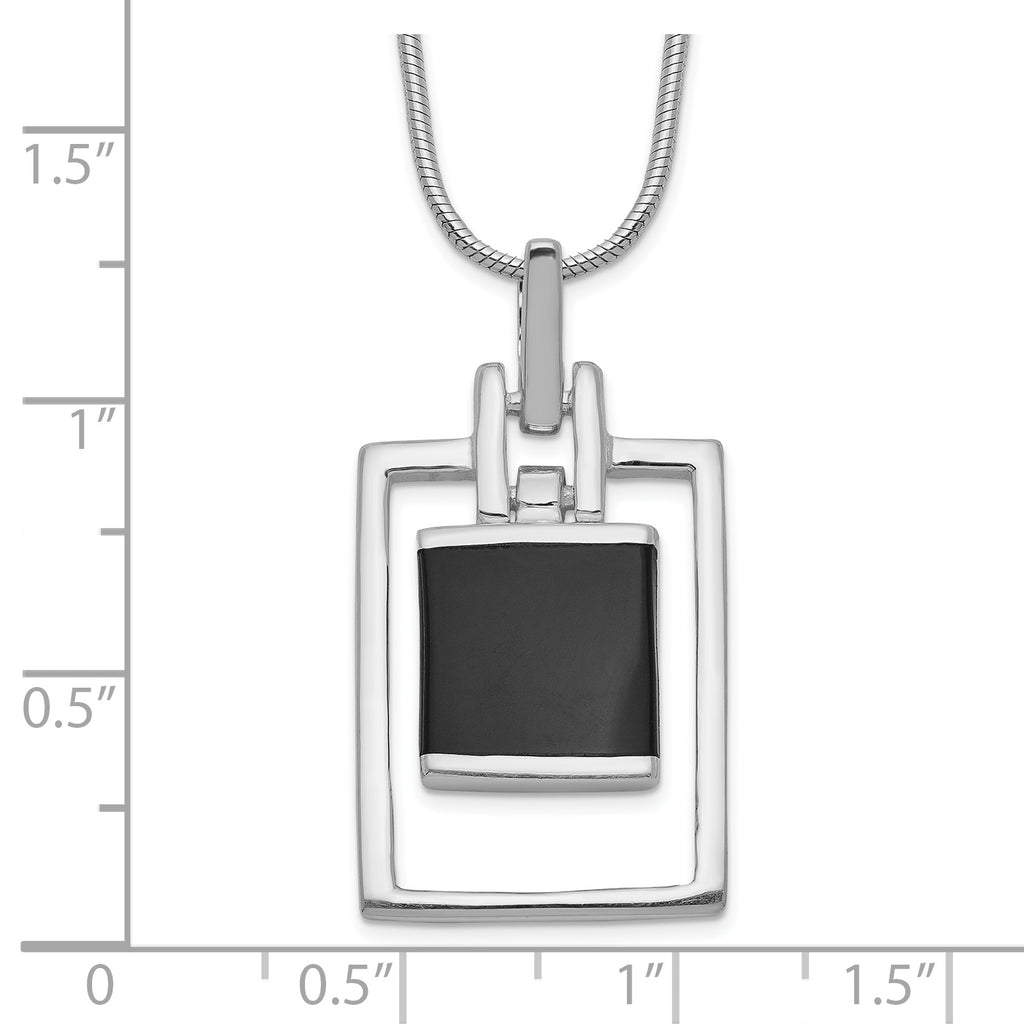 Sophia Jewelers Sterling Silver Onyx Pendant Necklace Elegant Women's 16