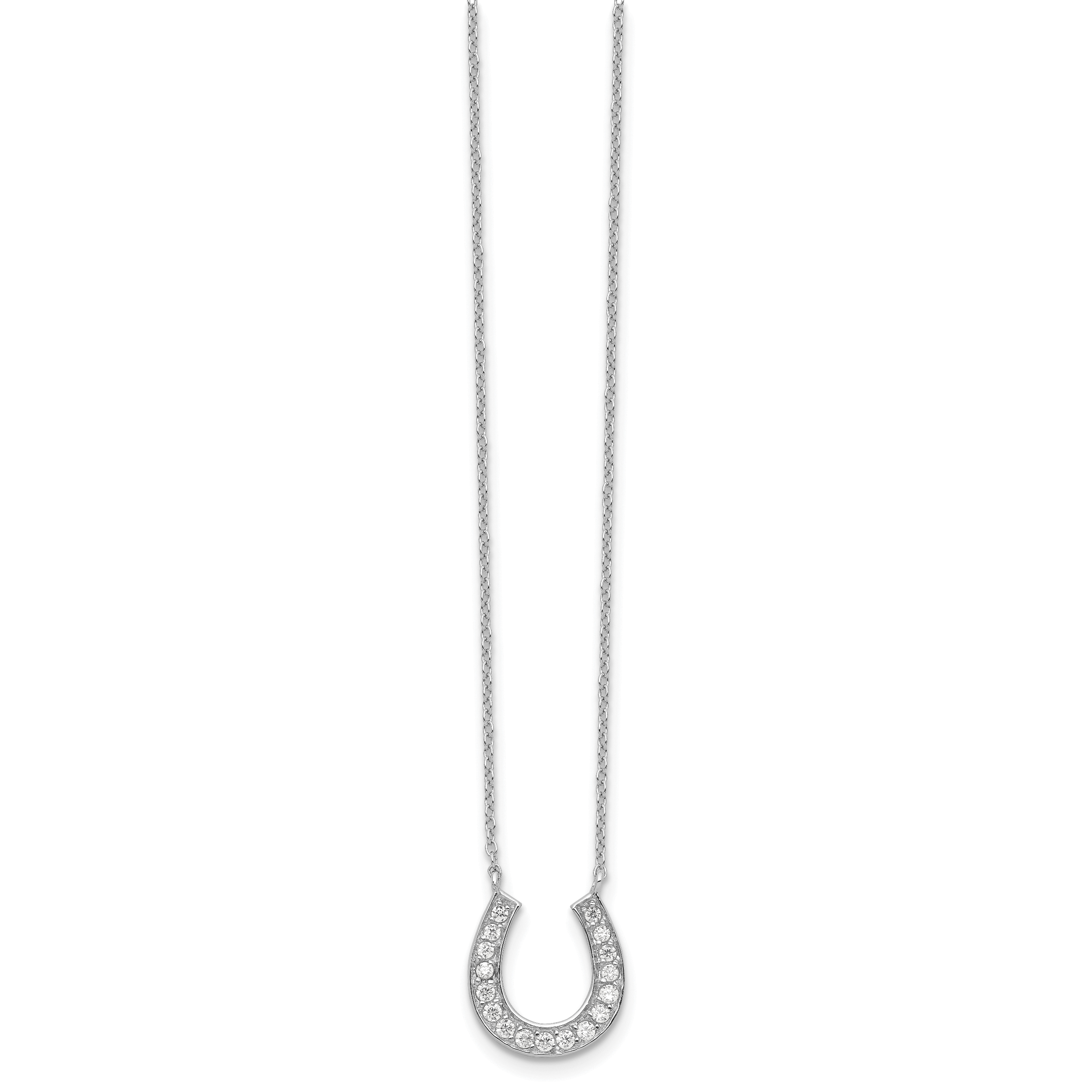 Sophia Jewelers 925 Sterling Silver CZ Horseshoe Necklace with Rhodium Polish Secondary image