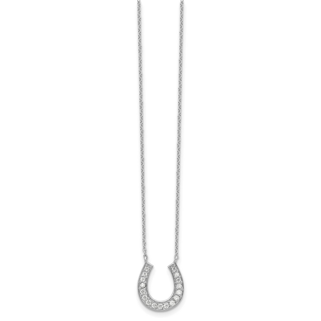 Sophia Jewelers 925 Sterling Silver CZ Horseshoe Necklace with Rhodium Polish