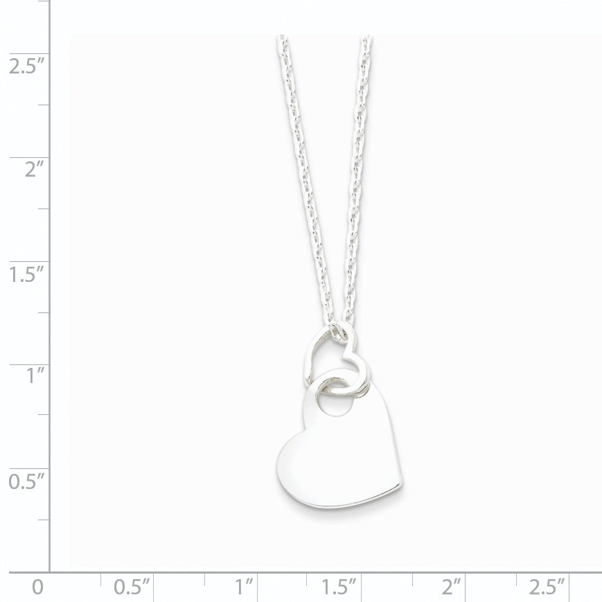 Sophia Jewelers Sterling Silver Heart Dangle Necklace 925 Polished Engravable