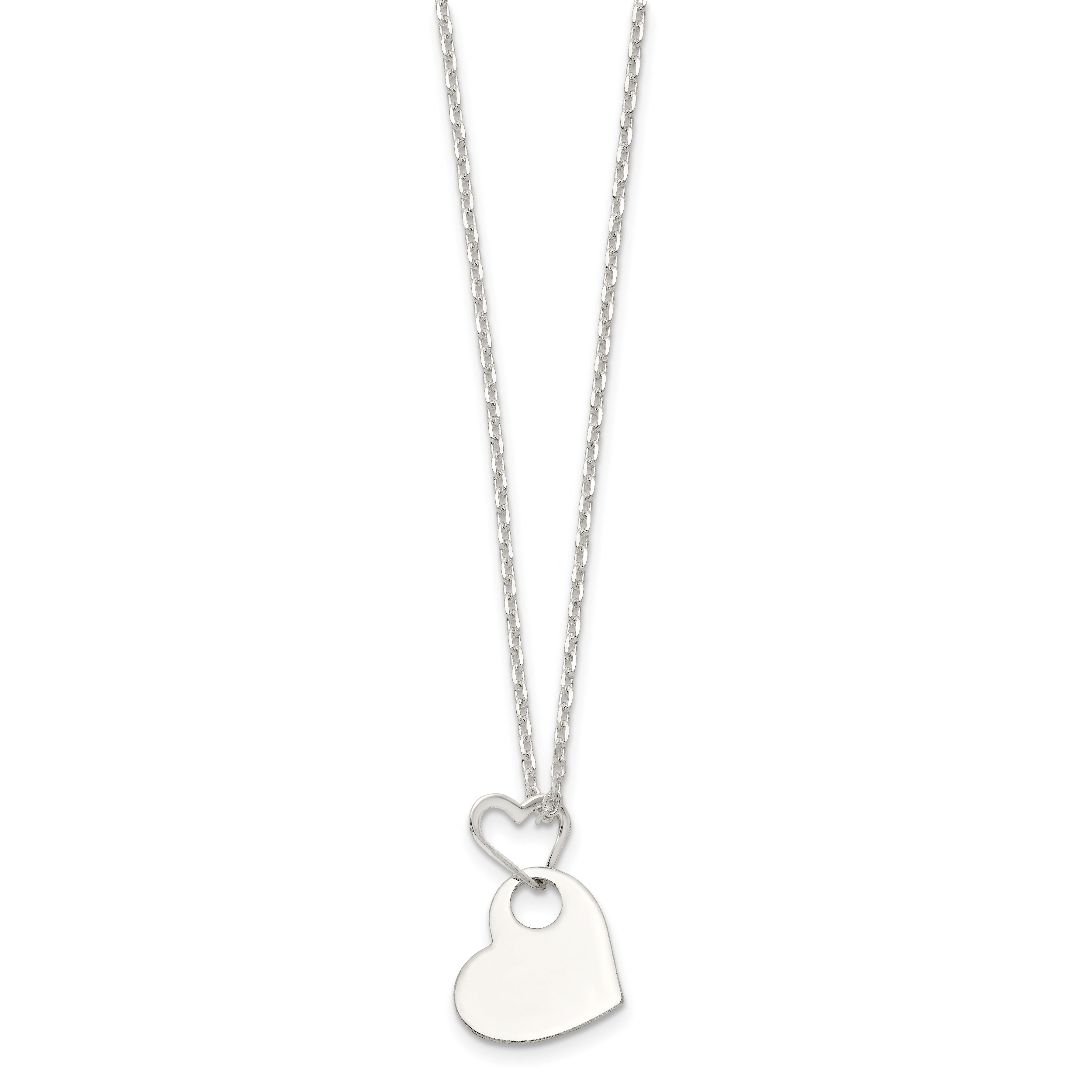 Sophia Jewelers Sterling Silver Heart Dangle Necklace 925 Polished Engravable Secondary image