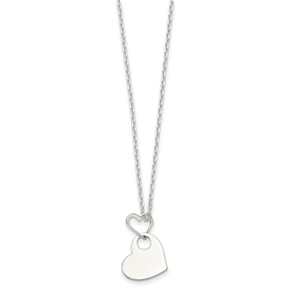 Sophia Jewelers Sterling Silver Heart Dangle Necklace 925 Polished Engravable