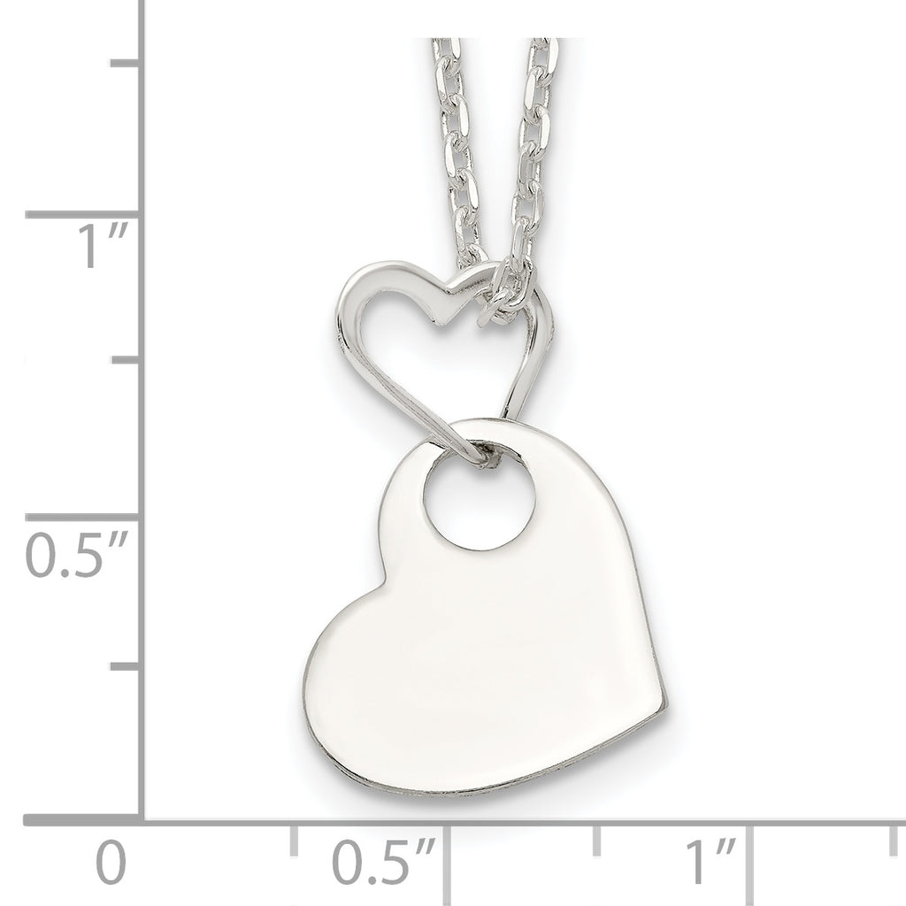 Sophia Jewelers Sterling Silver Heart Dangle Necklace 925 Polished Engravable