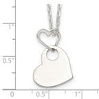 Sophia Jewelers Sterling Silver Heart Dangle Necklace 925 Polished Engravable