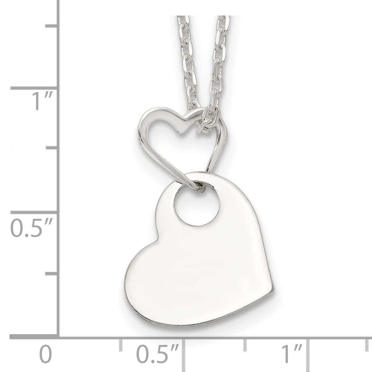Sophia Jewelers Sterling Silver Heart Dangle Necklace 925 Polished Engravable