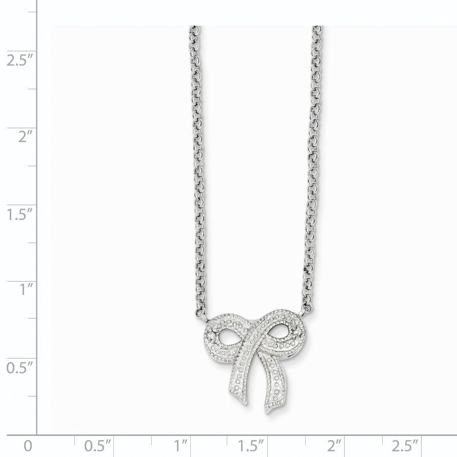 Sterling Silver CZ Bow on Rolo Chain