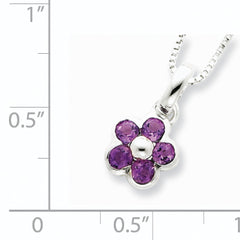 Sterling Silver 925 Amethyst Flower Pendant Necklace Elegant Women's Jewelry