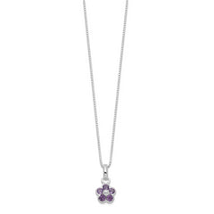 Sterling Silver 925 Amethyst Flower Pendant Necklace Elegant Women's Jewelry