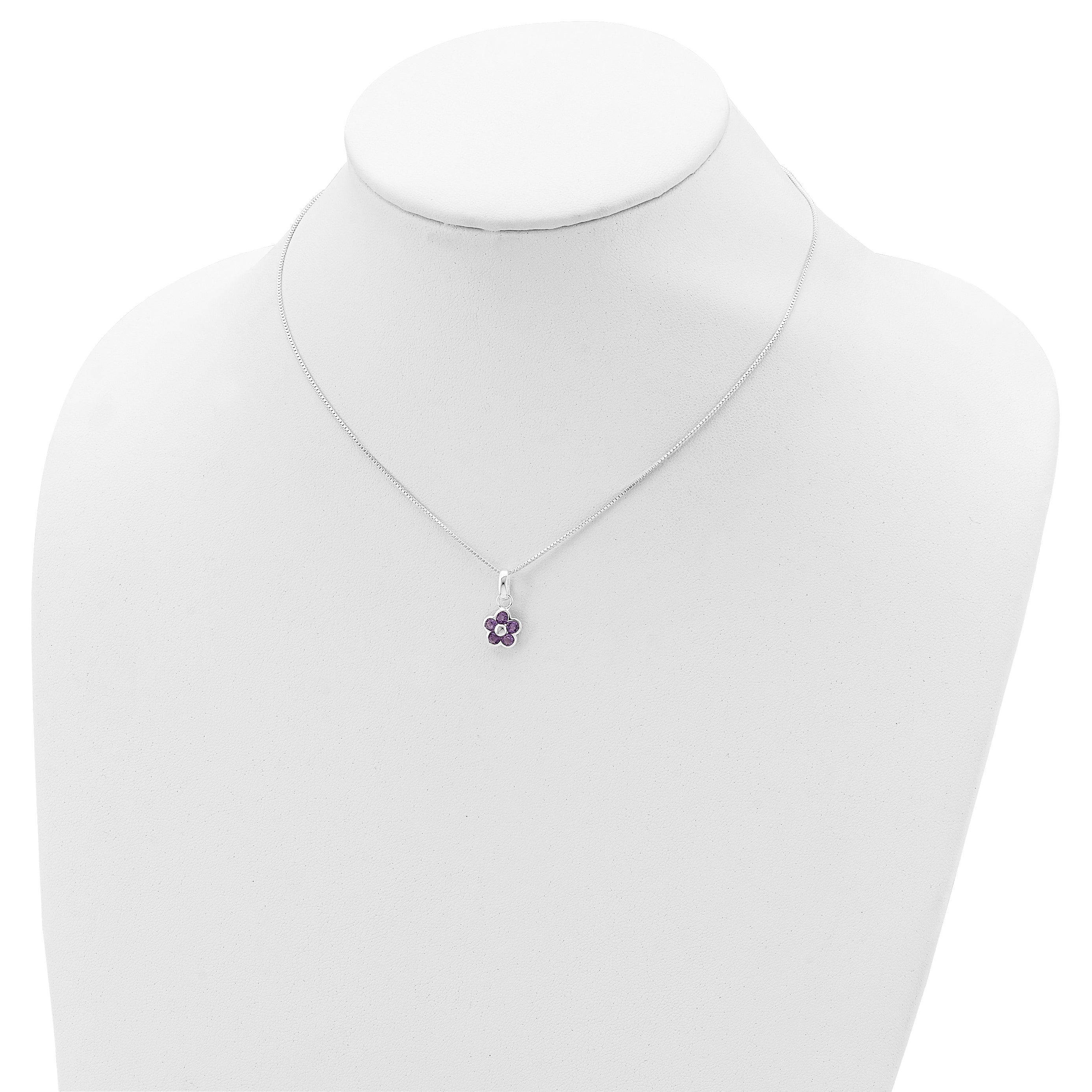 Sterling Silver 925 Amethyst Flower Pendant Necklace Elegant Women's Jewelry