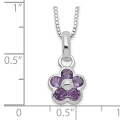 Sterling Silver 925 Amethyst Flower Pendant Necklace Elegant Women's Jewelry