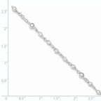 Sterling Silver Polished 9in Plus 1in ext FWC Pearl and Heart Anklet