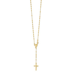 Sterling Silver Gold-plated Polished Bead Rosary 18 inch Necklace