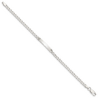 Sterling Silver Polished Engraveable Curb Link ID Bracelet
