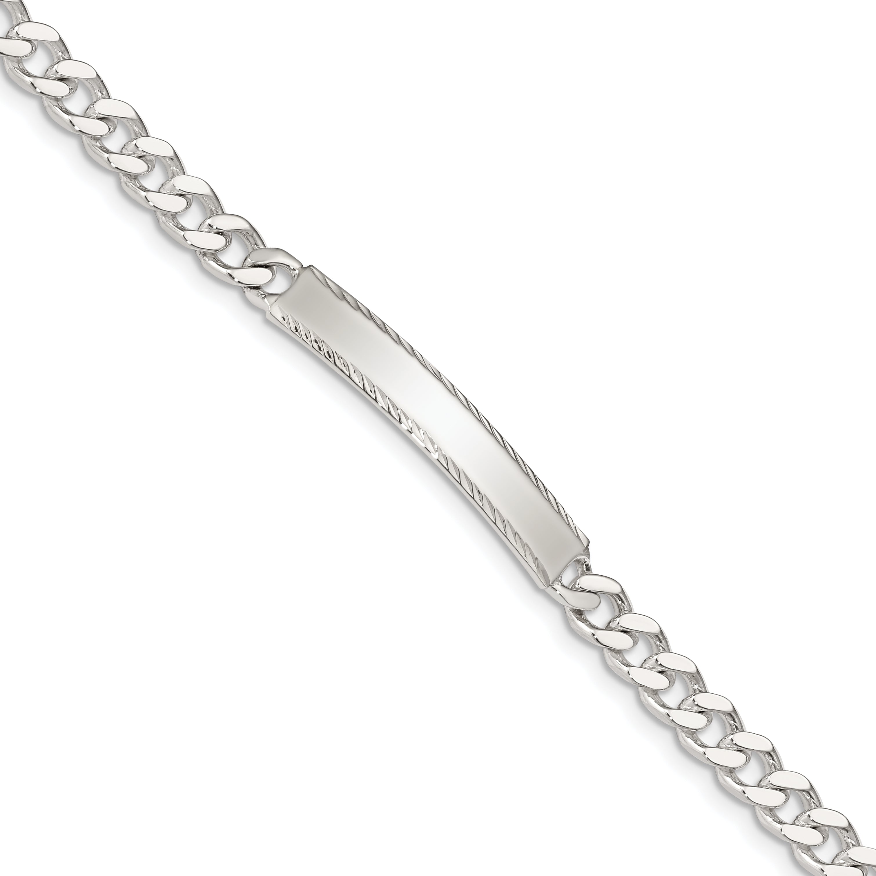 Sterling Silver Diamond-cut Engraveable Curb Link IN Bracelet Main image