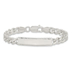 Sterling Silver Diamond-cut Engraveable Curb Link ID Bracelet