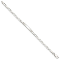 Sterling Silver Engraveable 6 in. Figaro Link ID Bracelet