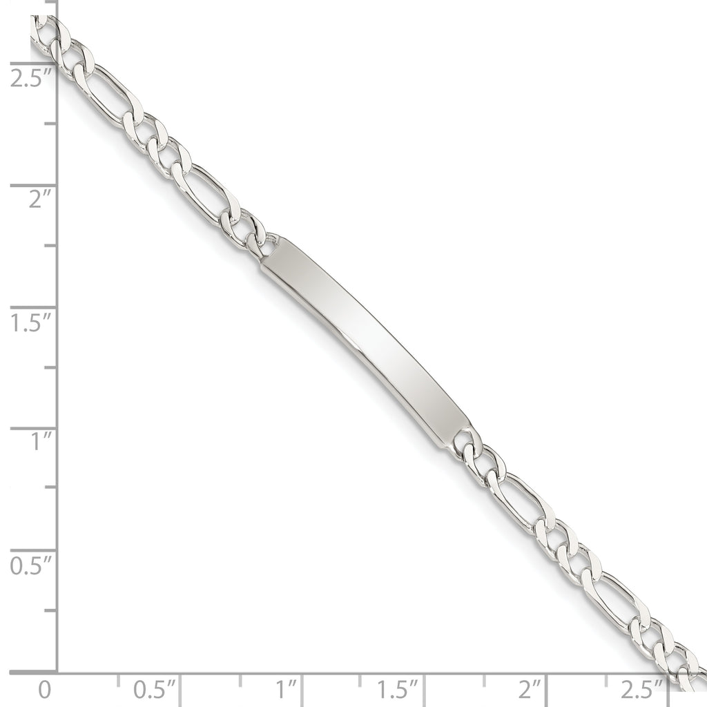Sterling Silver Engraveable 6 in. Figaro Link ID Bracelet