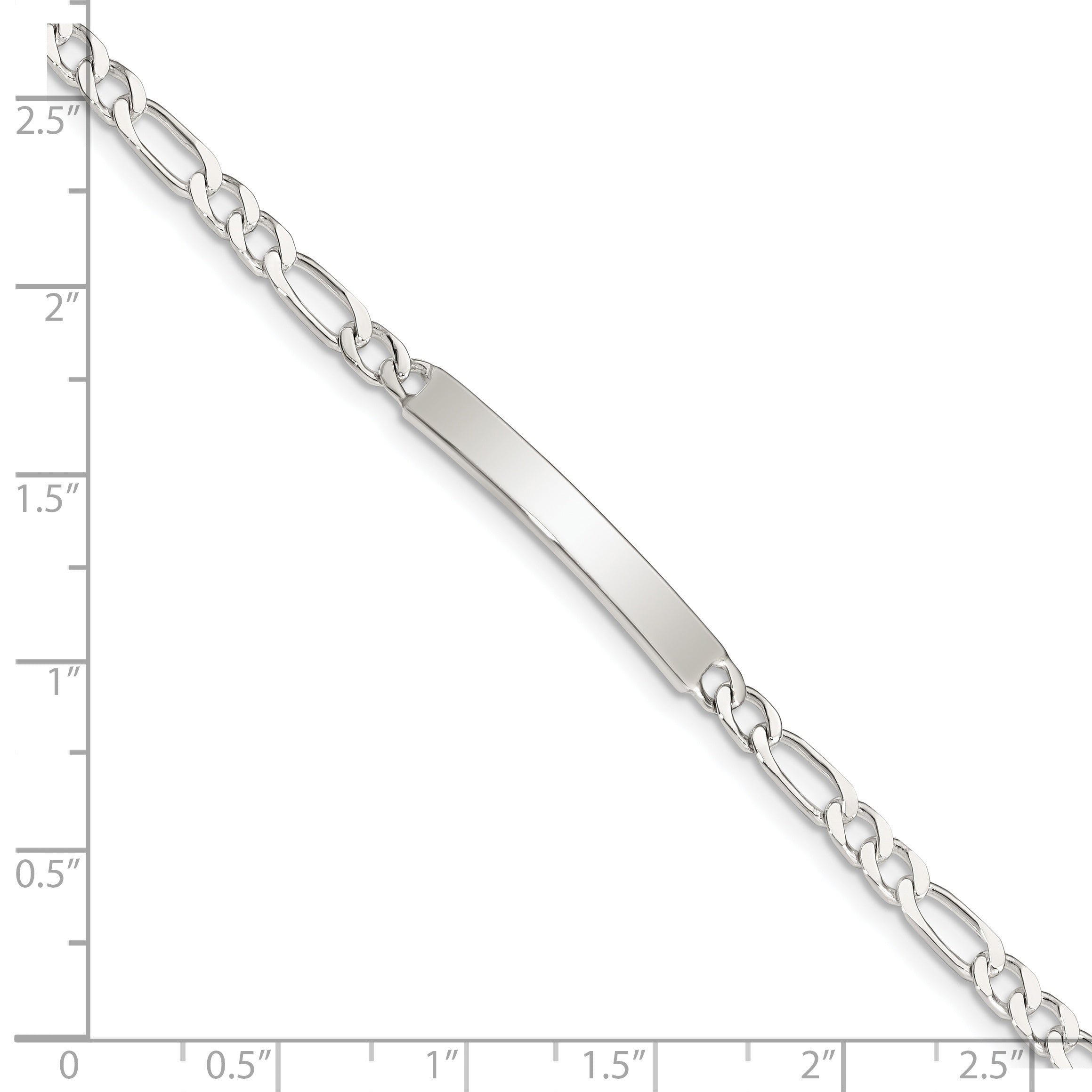 Sterling Silver Engraveable 6 in. Figaro Link ID Bracelet