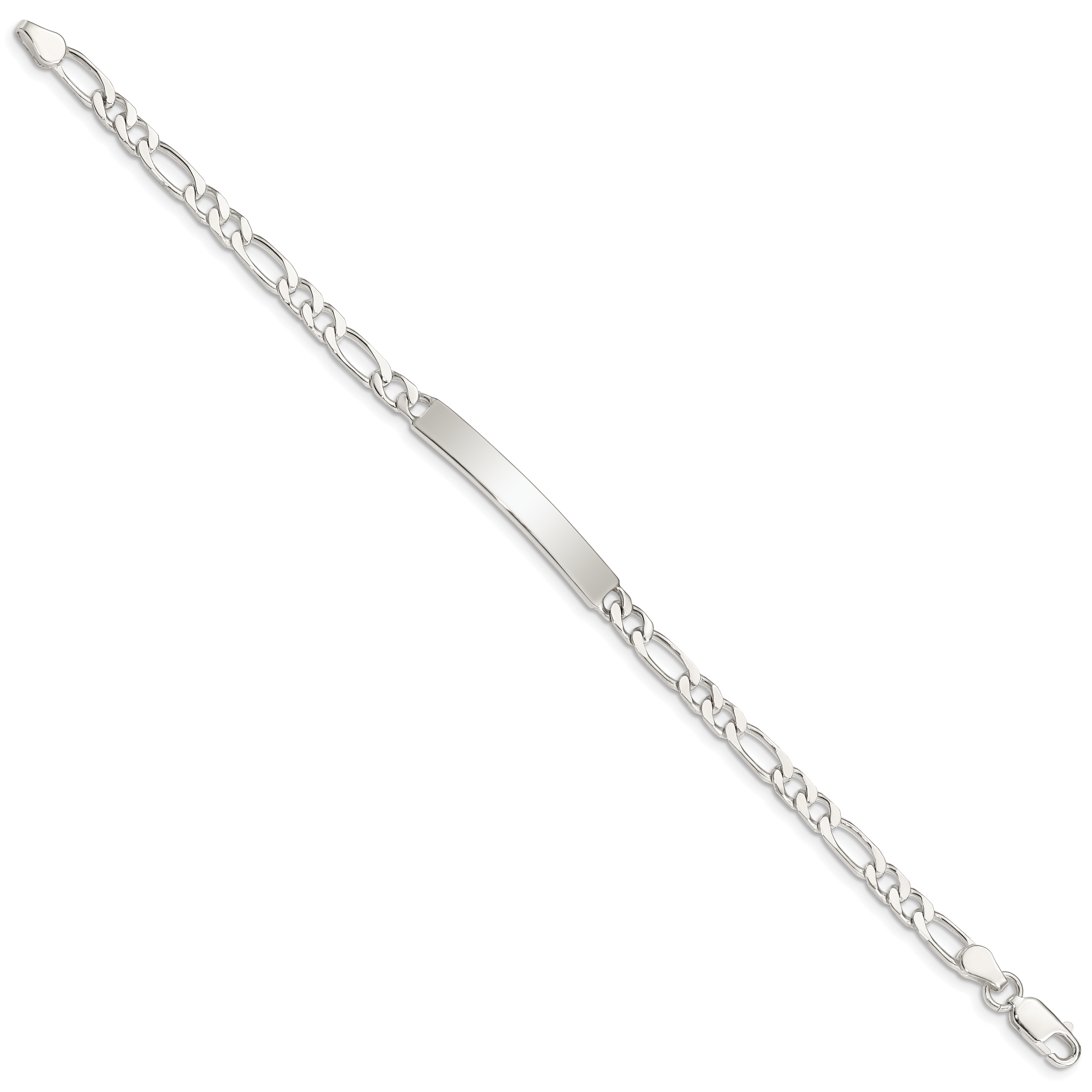 Sterling Silver 7inch Engraveable Figaro Link ID Bracelet Secondary image