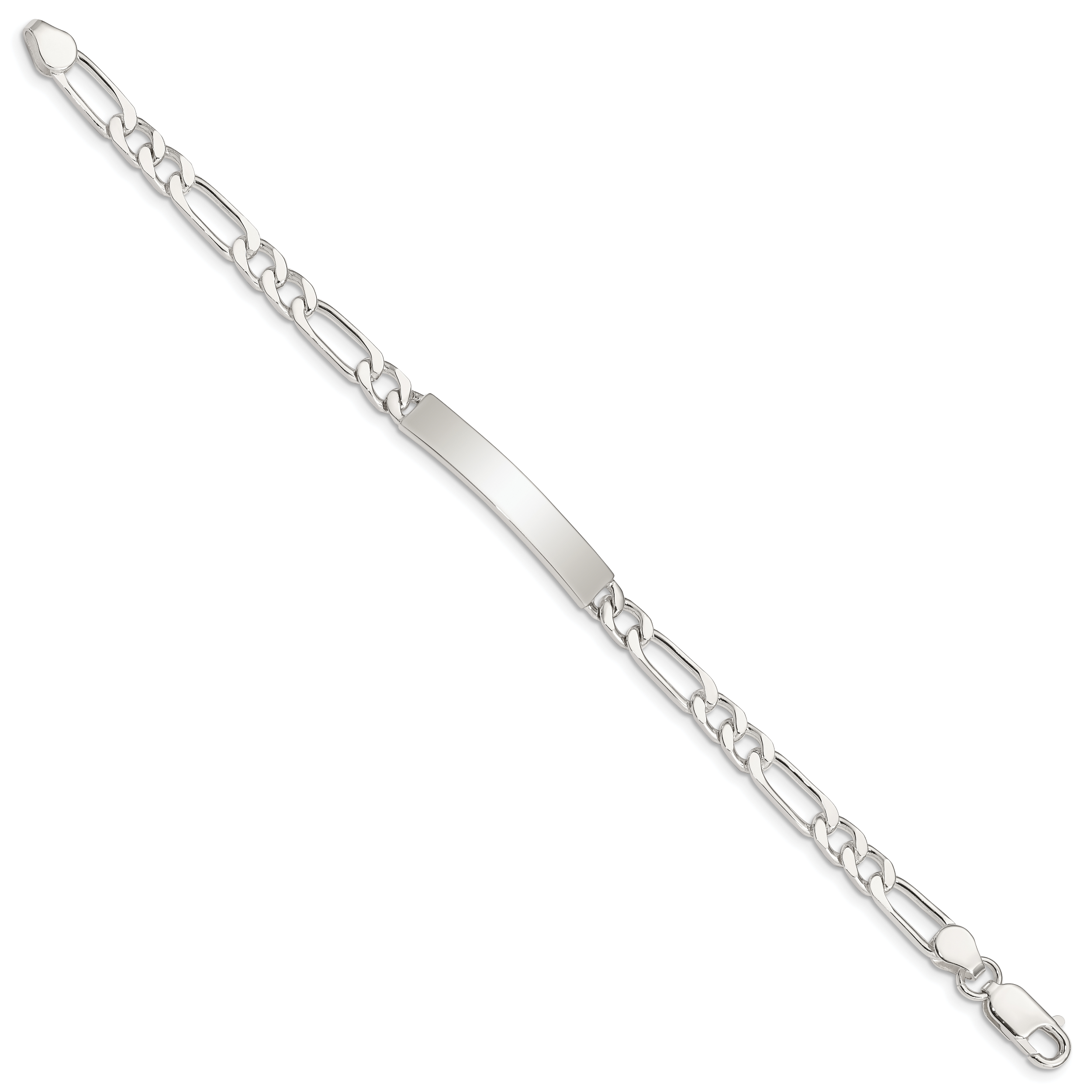 Sterling Silver 7inch Polished Engraveable Figaro Link ID Bracelet Secondary image