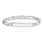 Sterling Silver 7inch Polished Engraveable Figaro Link ID Bracelet