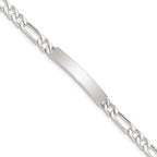 Sterling Silver 8inch Polished Engraveable Figaro Link ID Bracelet