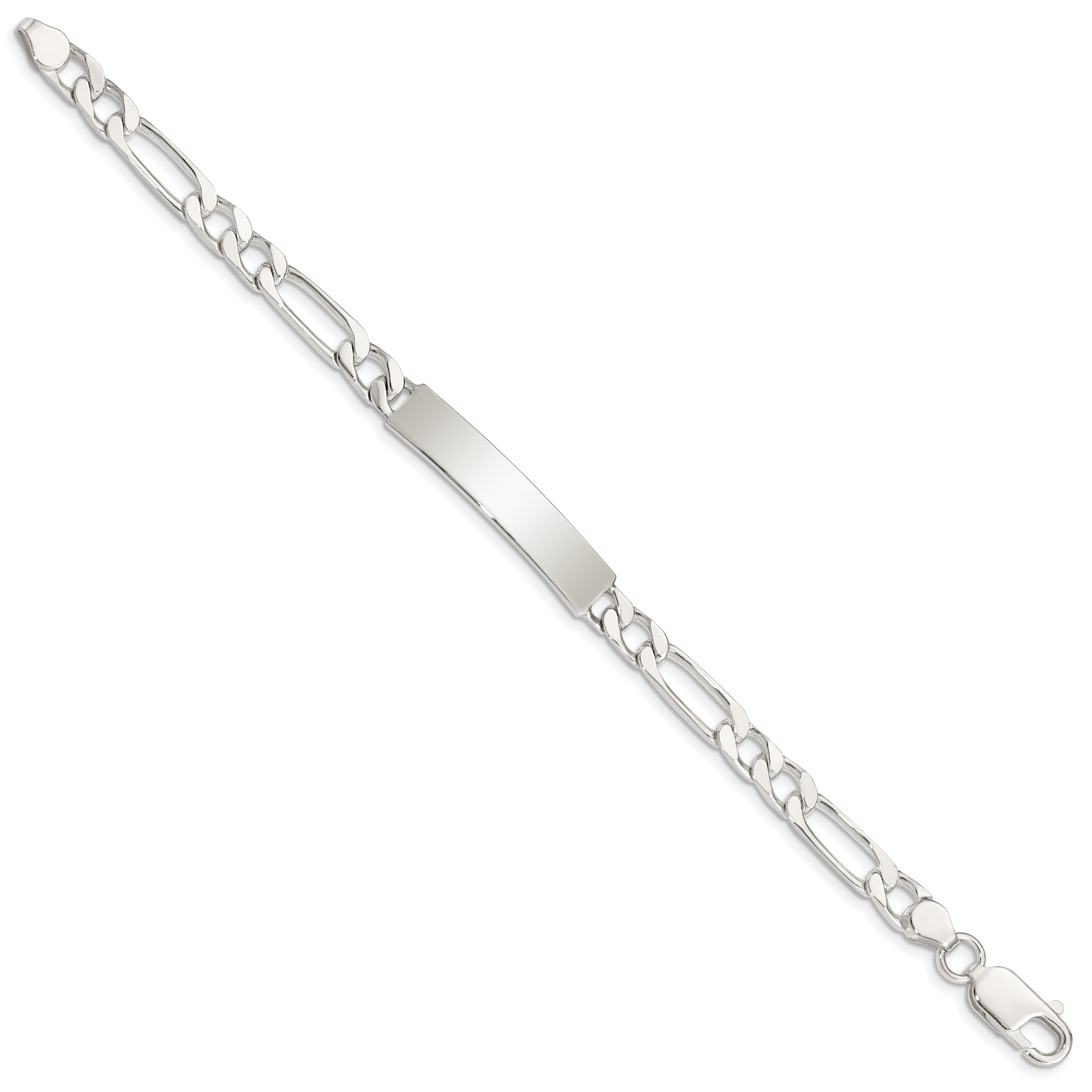 Sterling Silver 7inch Polished Engraveable Figaro Link ID Bracelet Secondary image