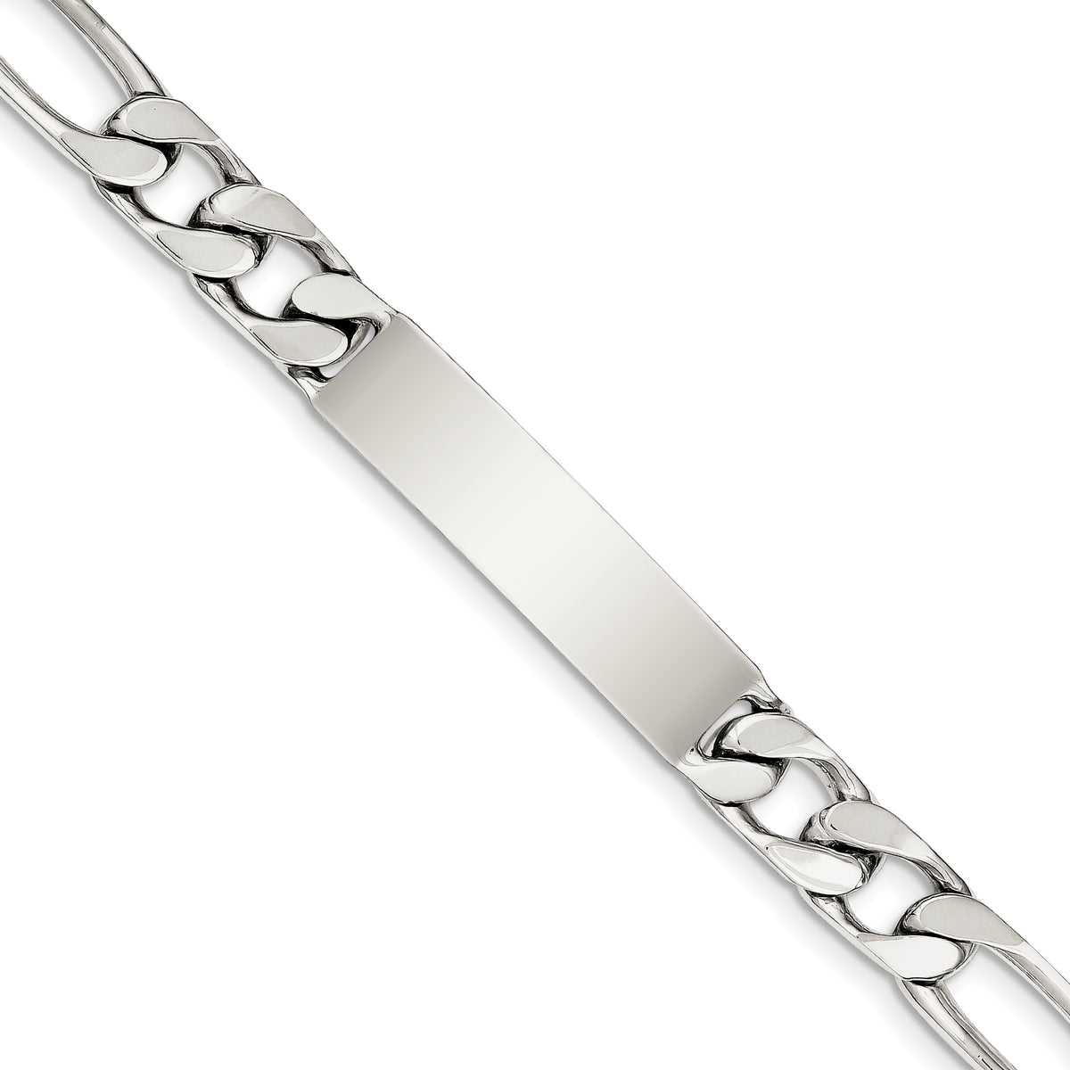 Sterling Silver 8.5inch Polished Engraveable Figaro Link ID Bracelet