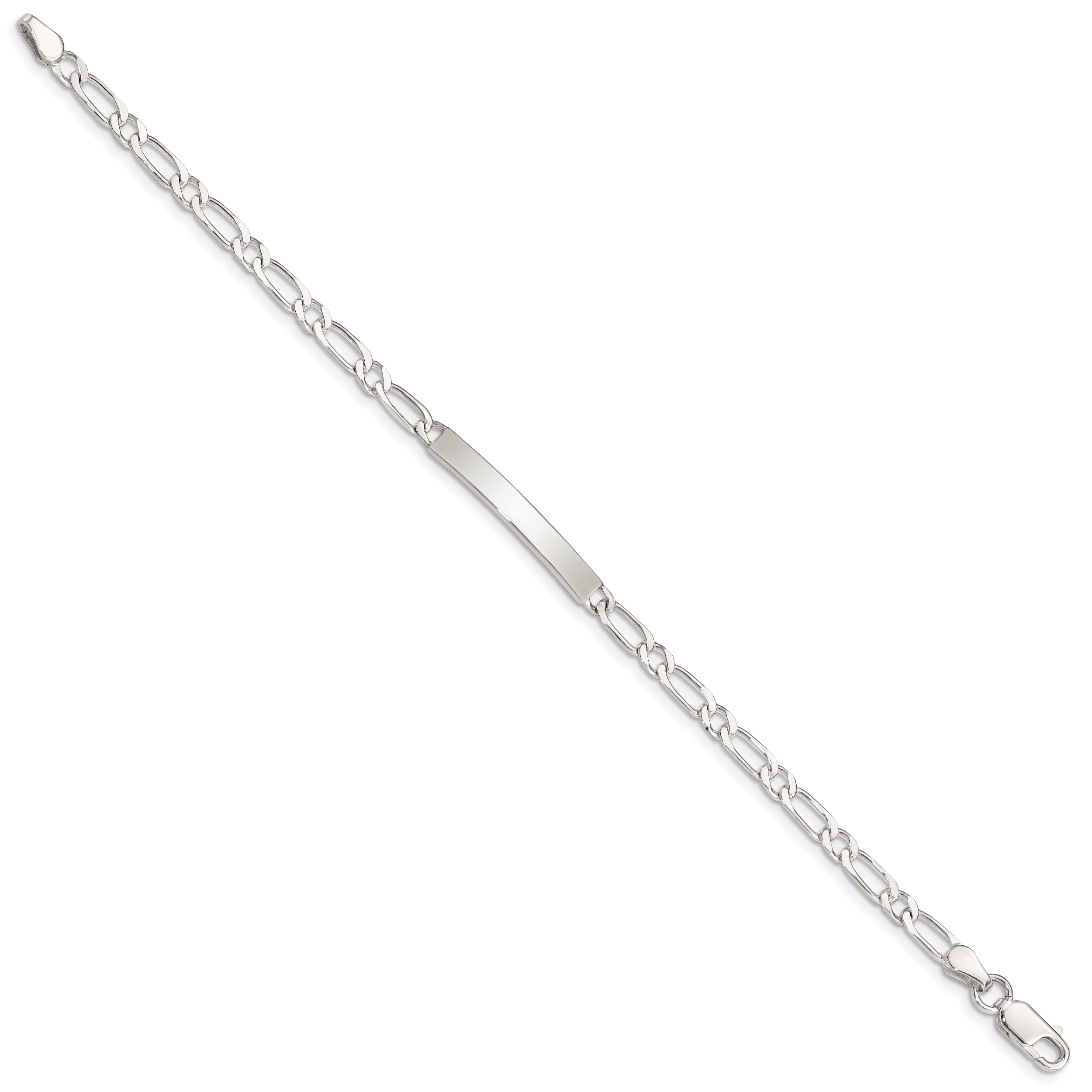 Sterling Silver 7inch Polished Engraveable 1 Figaro Link ID Bracelet