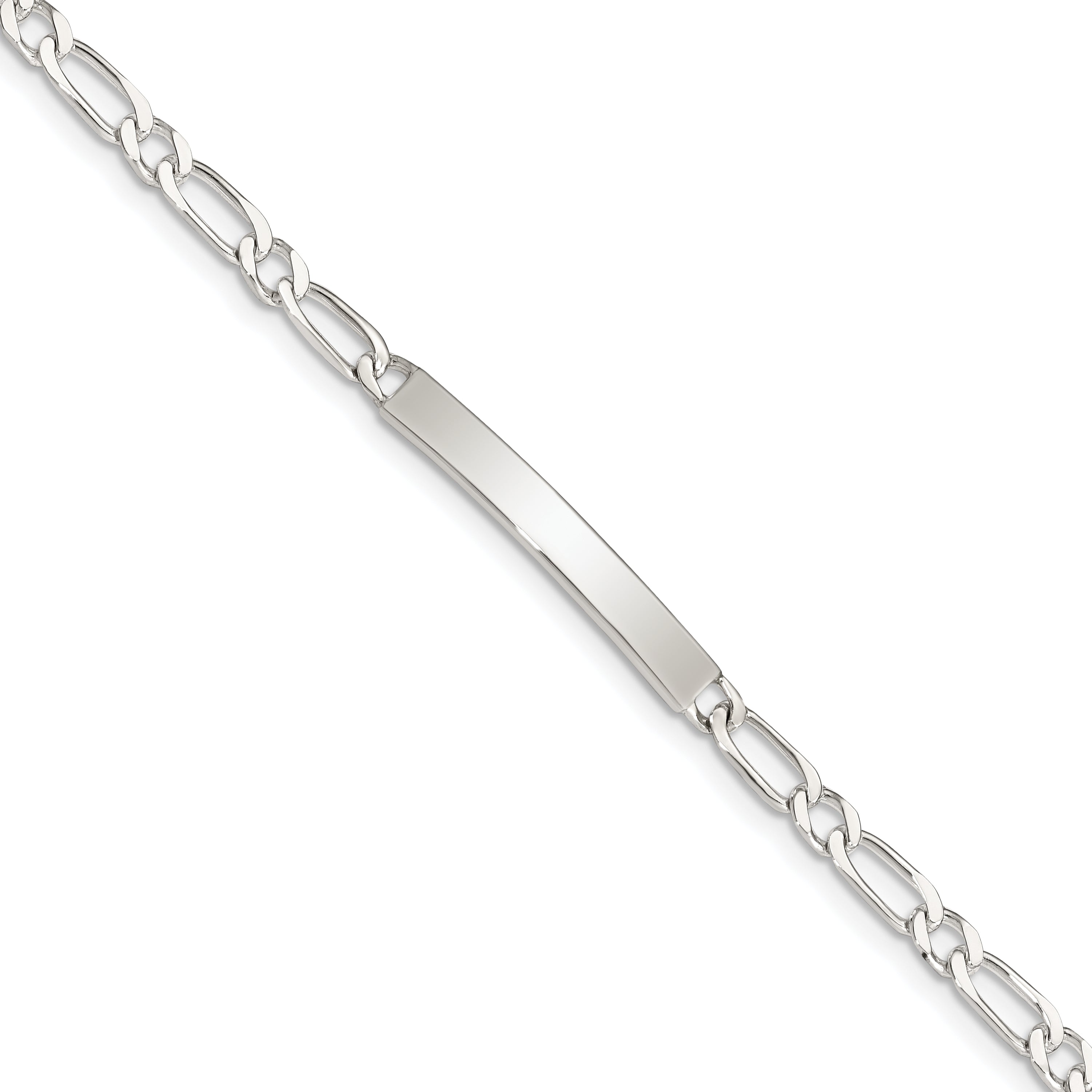 Sterling Silver 7inch Polished Engraveable 1 Figaro Link ID Bracelet Main image