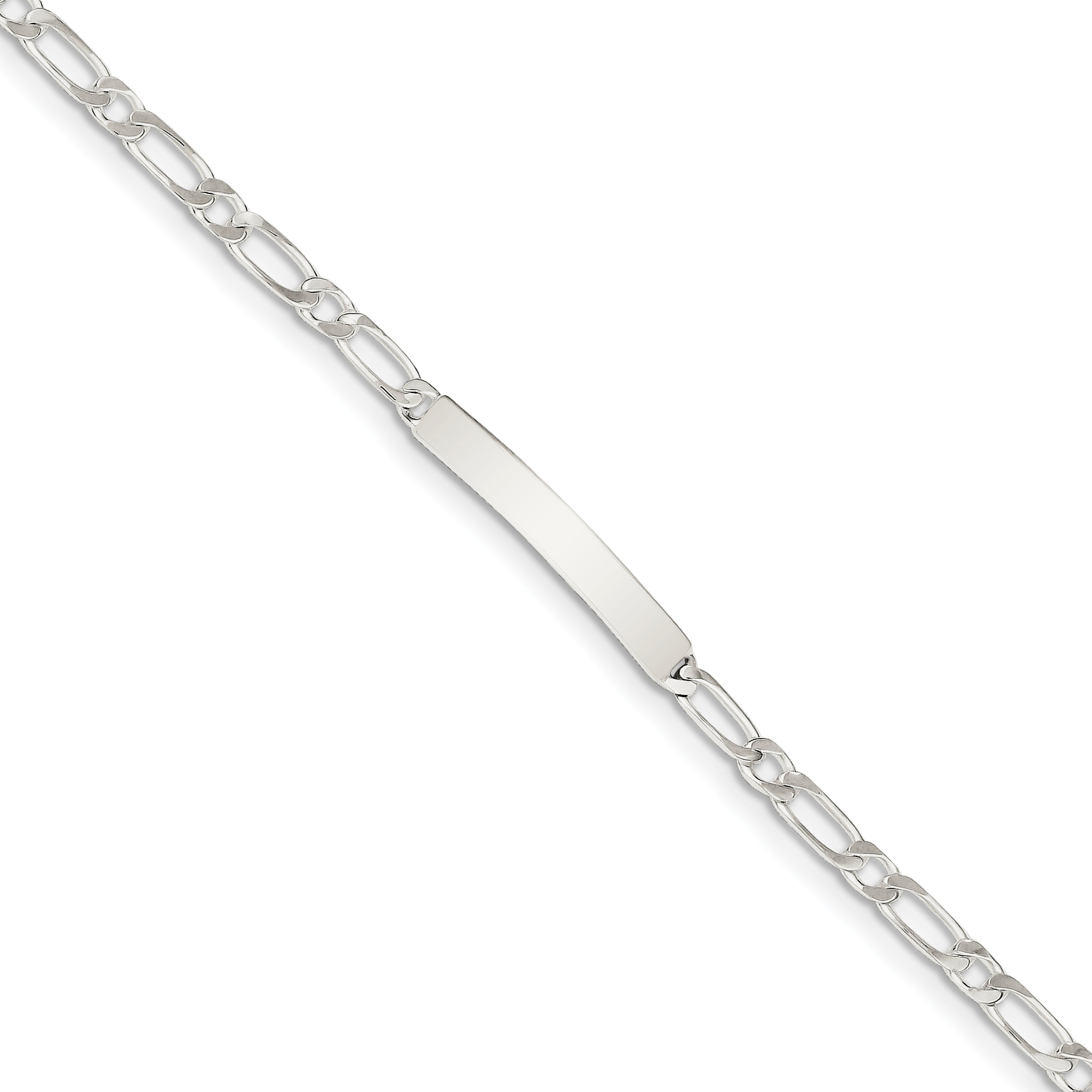 Sterling Silver 8inch Polished Engraveable 1 Figaro Link ID Bracelet