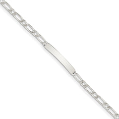 Sterling Silver 8inch Polished Engraveable 1 Figaro Link ID Bracelet