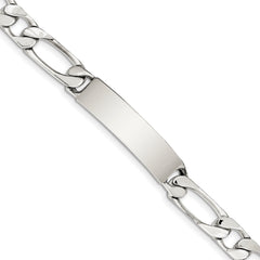 Sterling Silver 8.5inch Polished Engraveable 1 Figaro Link ID Bracelet