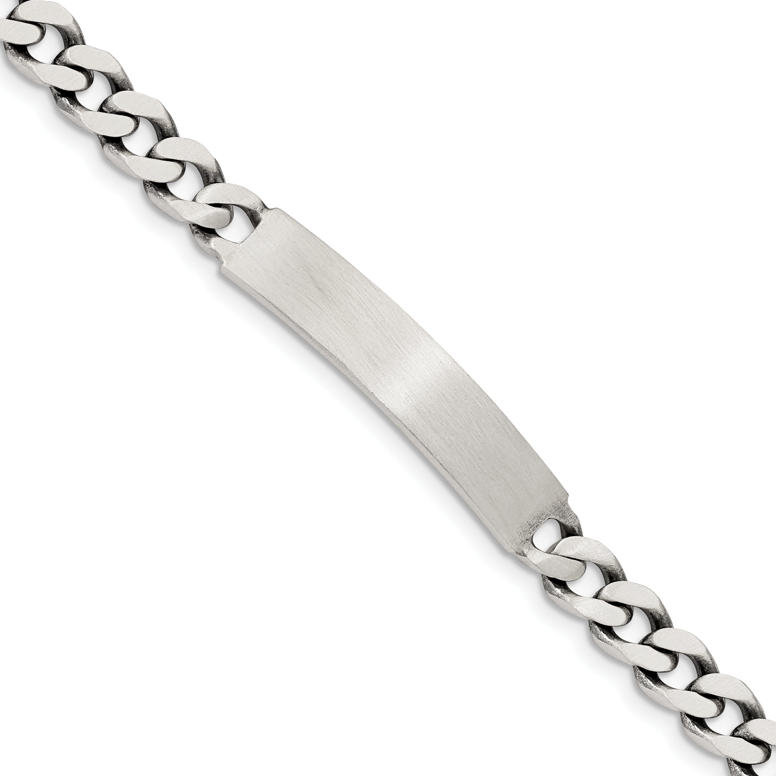 Sterling Silver 8inch Engraveable Antiqued Curb Link ID Bracelet Main image