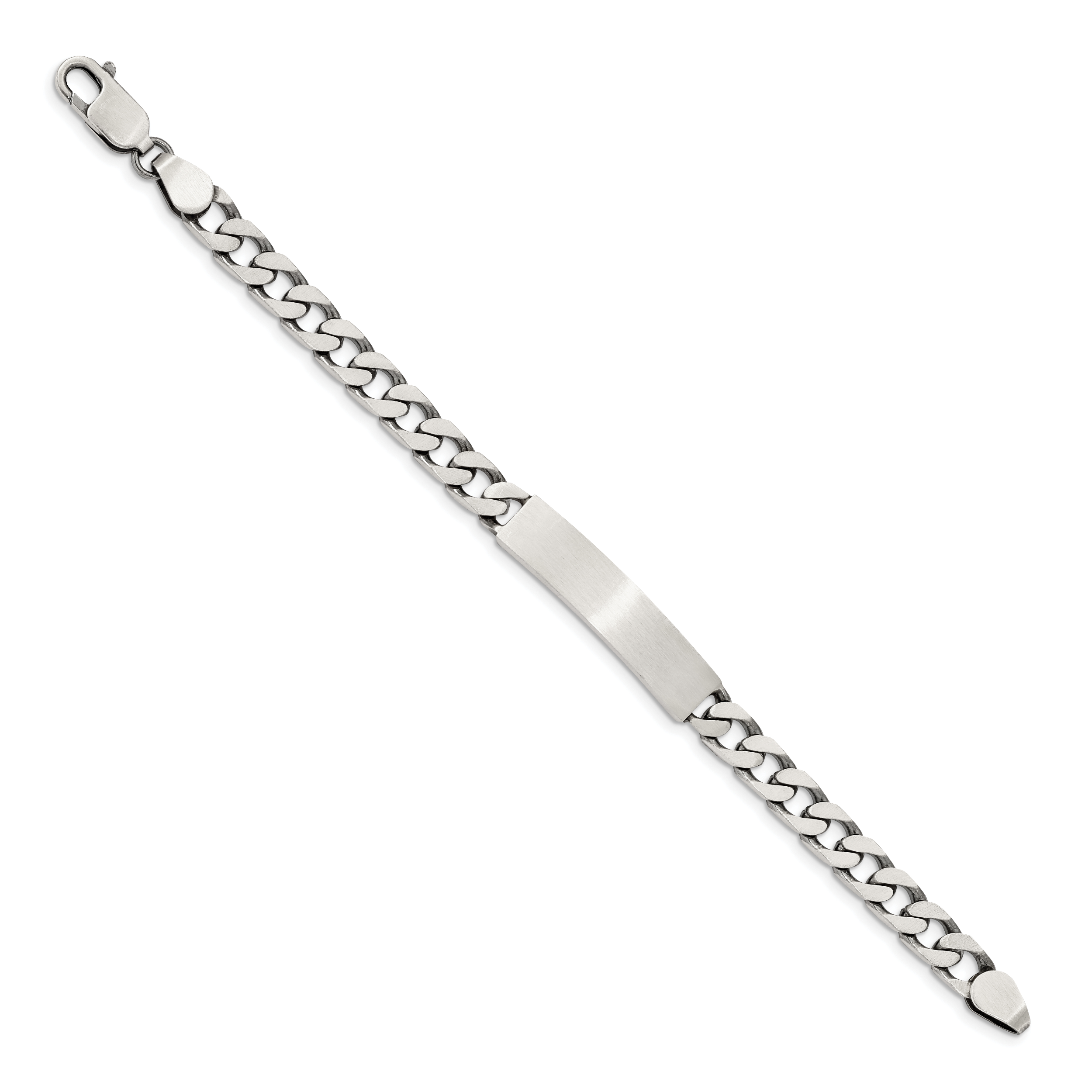Sterling Silver 7inch Engraveable Antiqued Curb Link ID Bracelet Secondary image