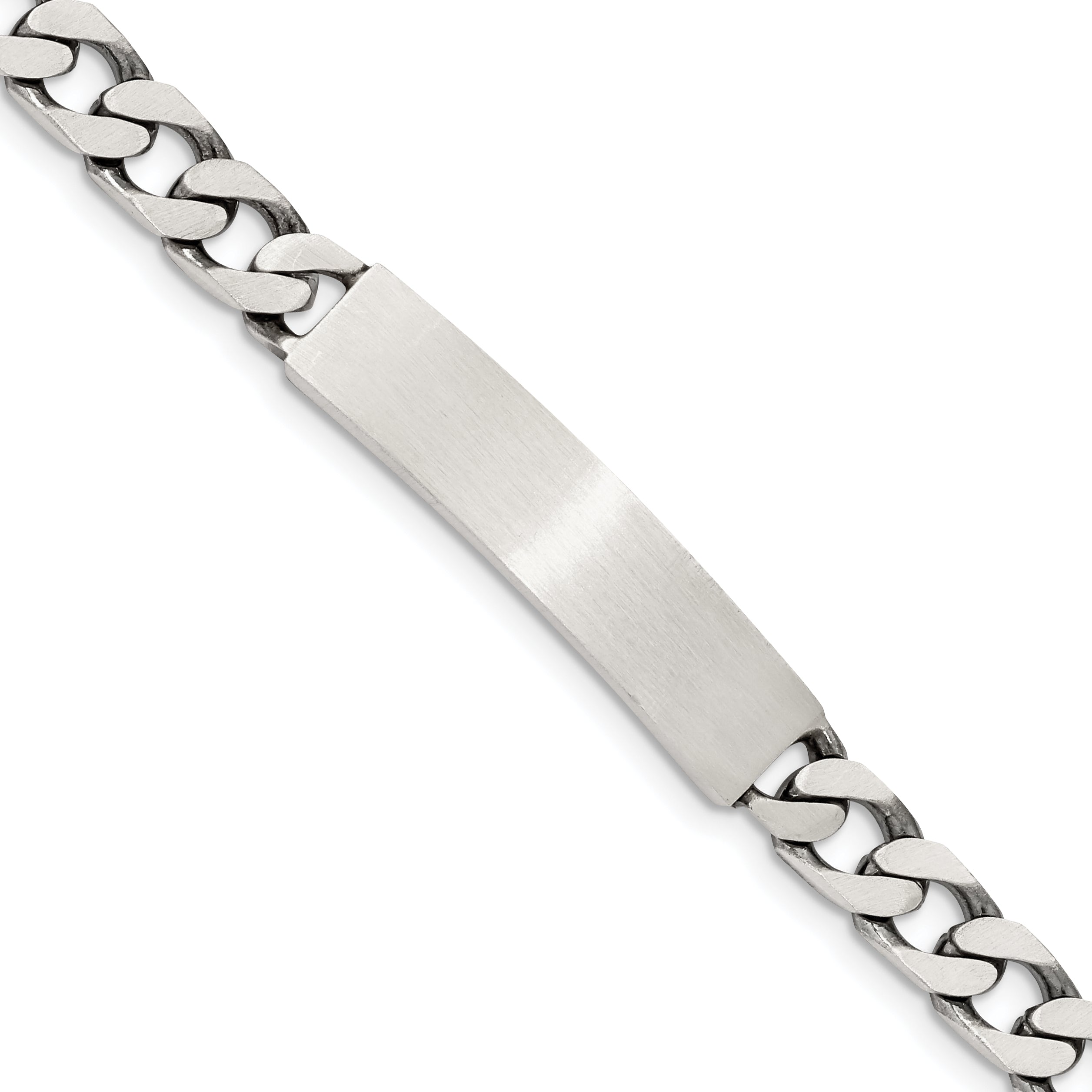 Sterling Silver 8inch Engraveable Antiqued Curb Link ID Bracelet Main image