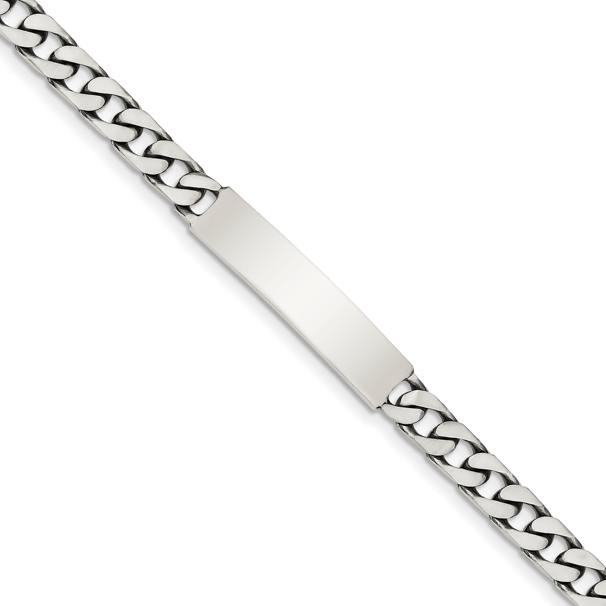 Sterling Silver 8inch Engraveable Antiqued Curb Link ID Bracelet