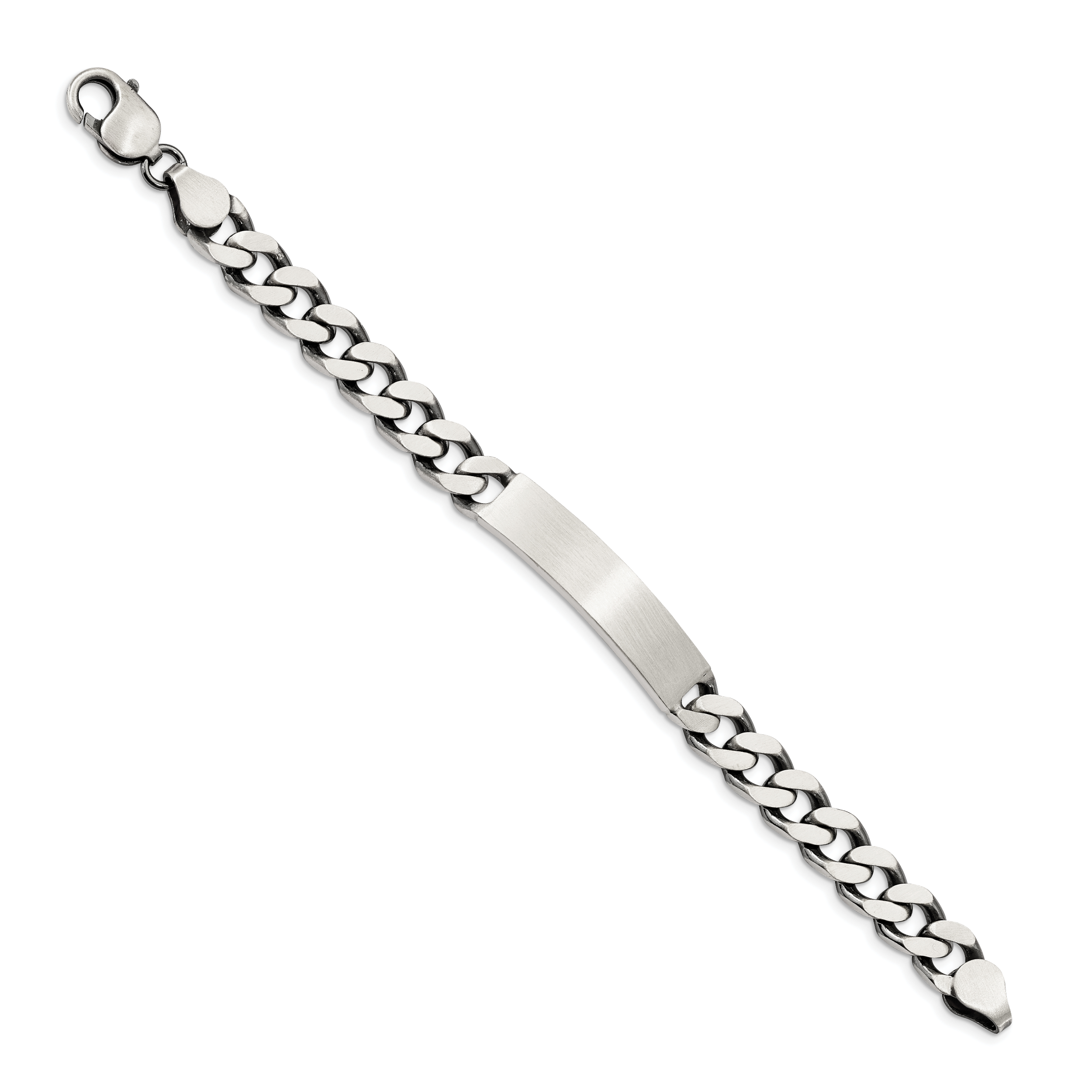 Sterling Silver 7inch Engraveable Antiqued Curb Link ID Bracelet Secondary image