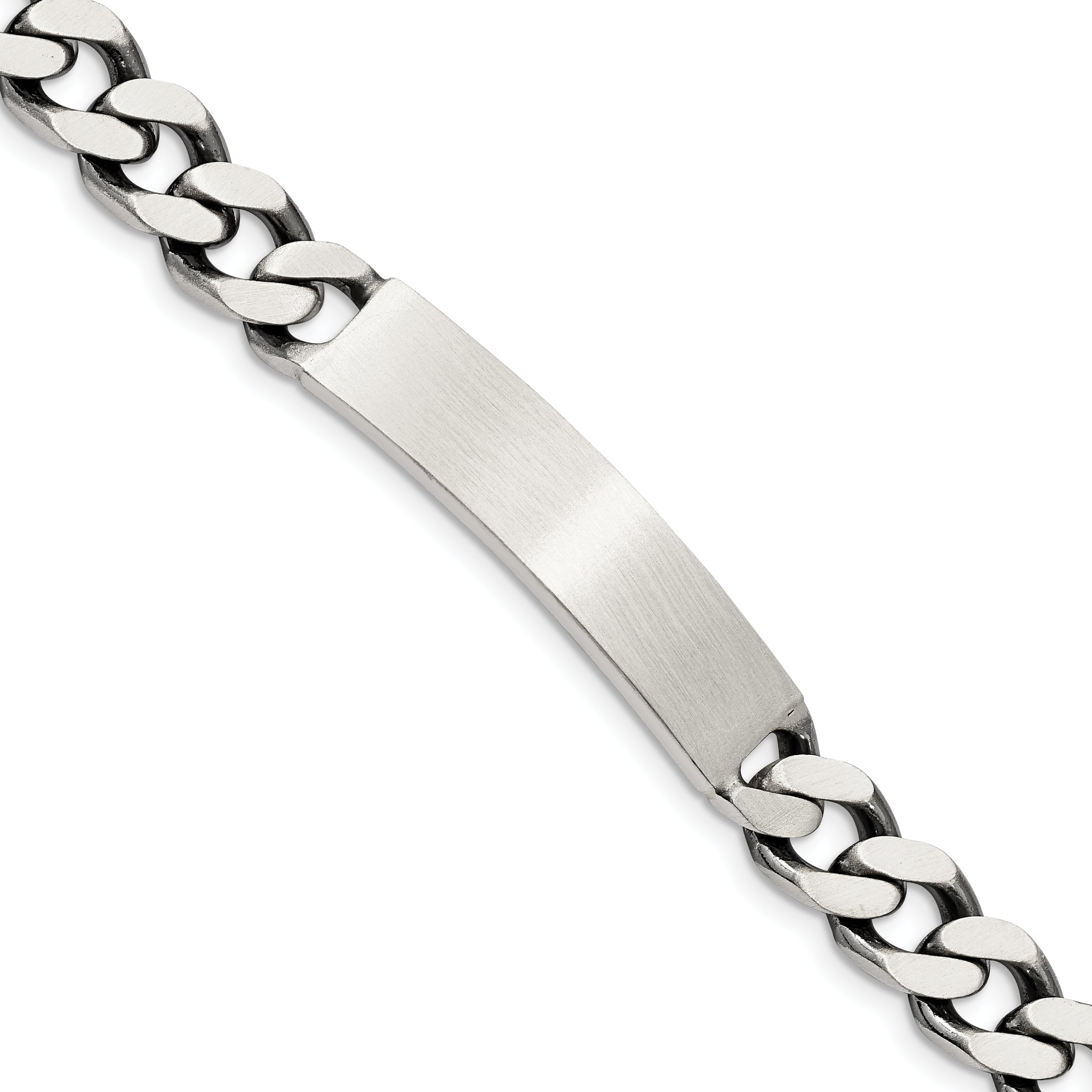Sterling Silver 8inch Engraveable Antiqued Curb Link ID Bracelet Main image