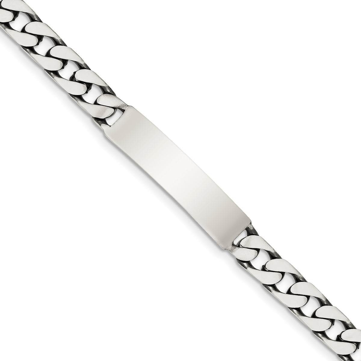 Sterling Silver 8inch Engraveable Antiqued Curb Link ID Bracelet