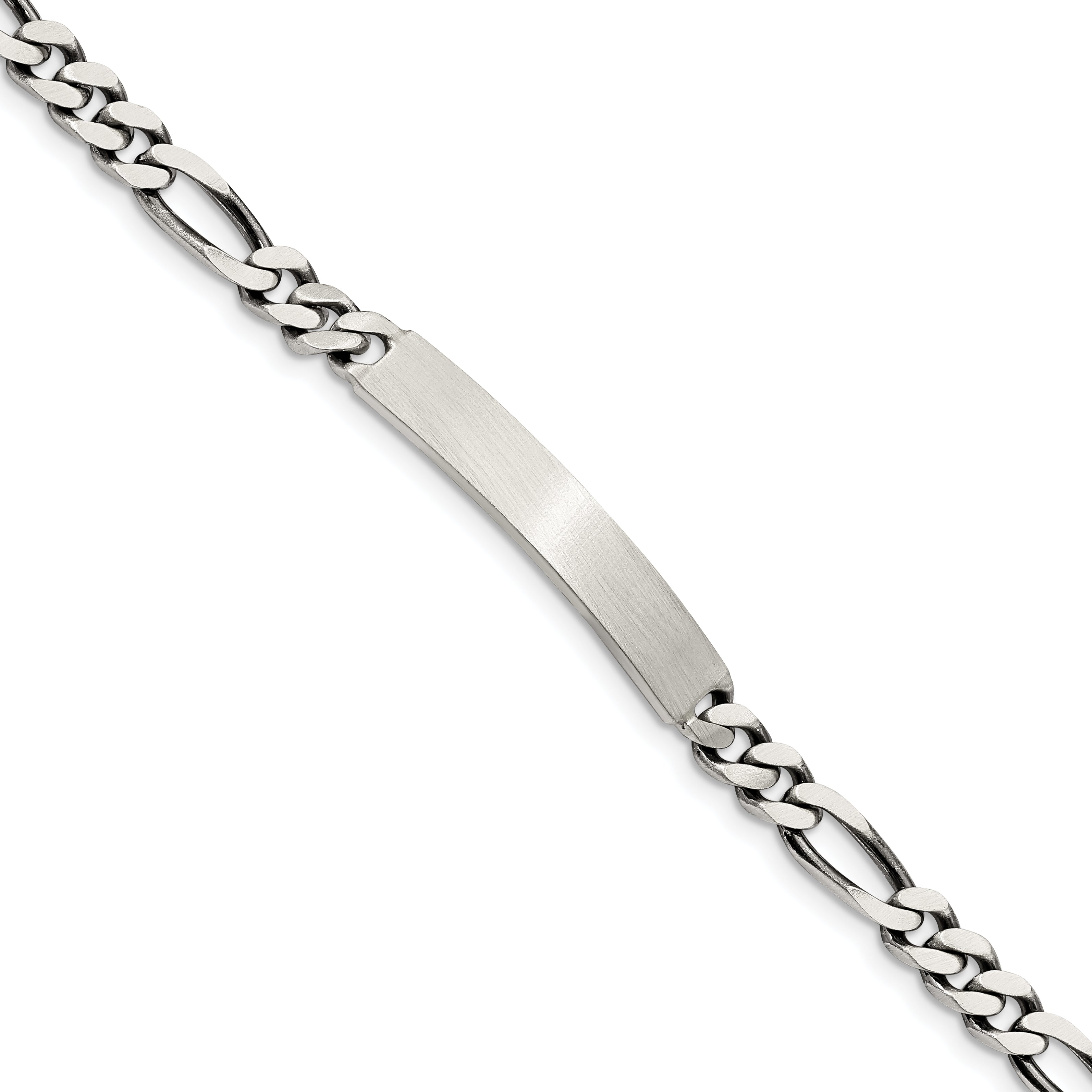 Sterling Silver 8inch Engraveable Antiqued Figaro Link ID Bracelet Main image