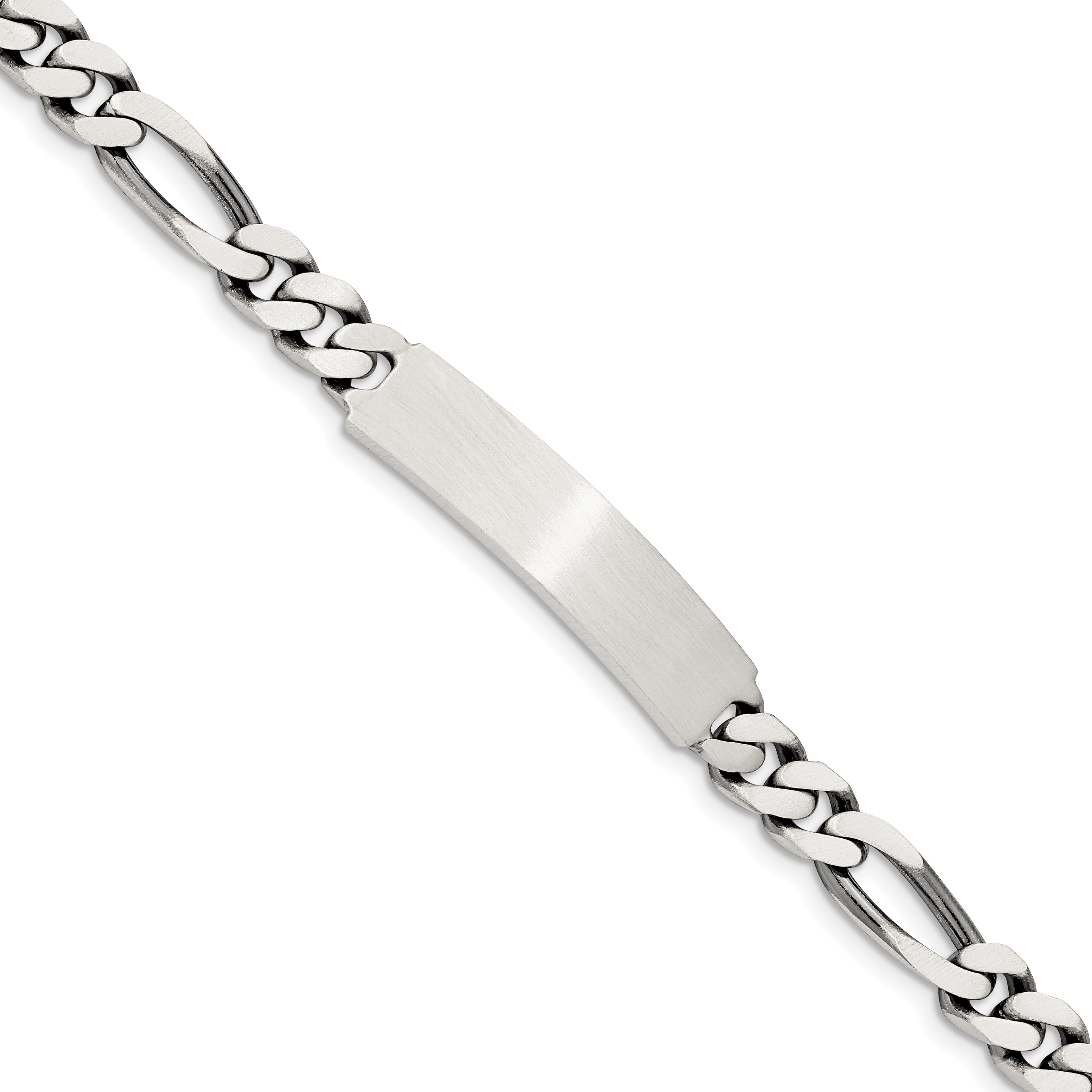 Sterling Silver 8inch Engraveable Antiqued Figaro Link ID Bracelet Main image