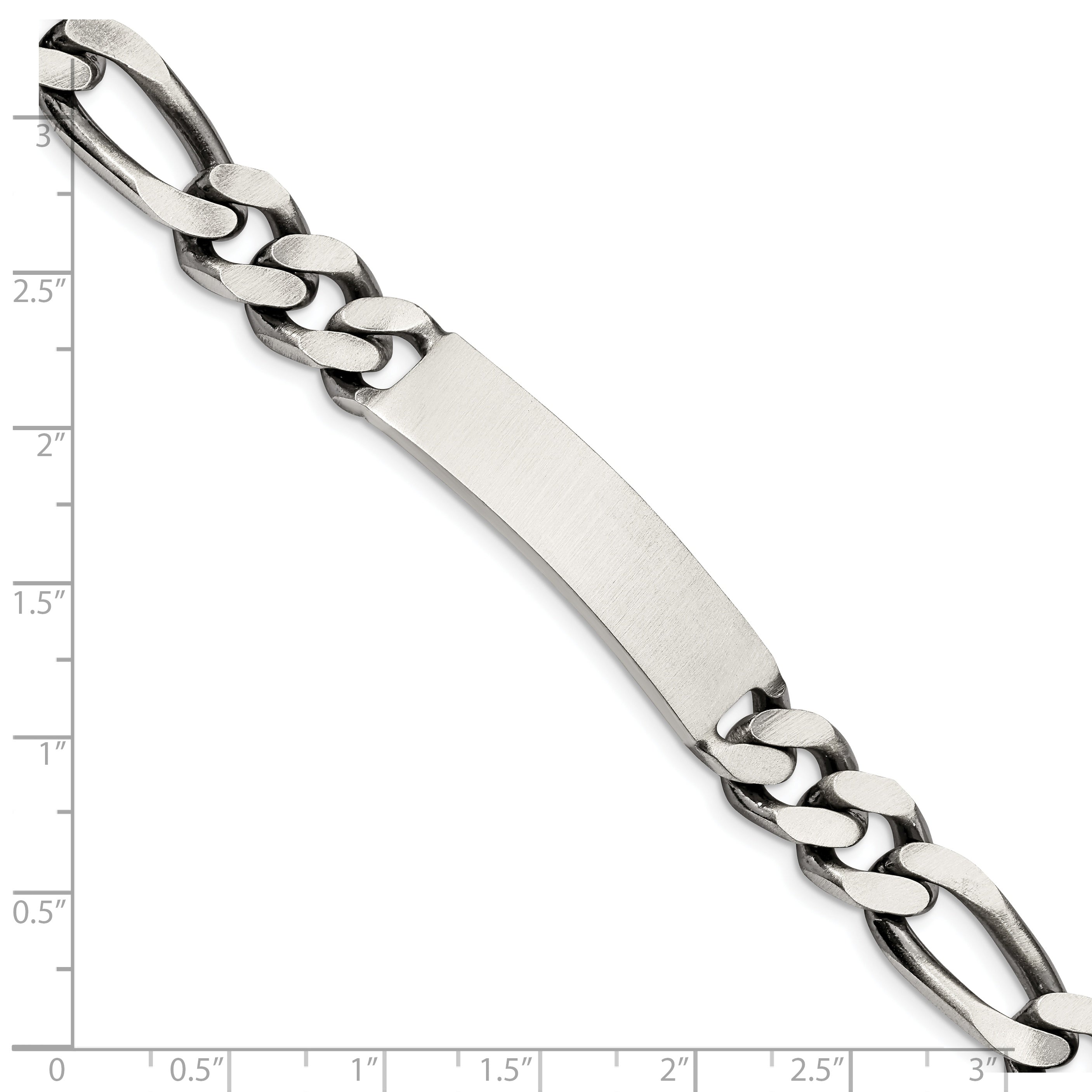 Sterling Silver 8.5inch Engraveable Antiqued Figaro Link ID Bracelet