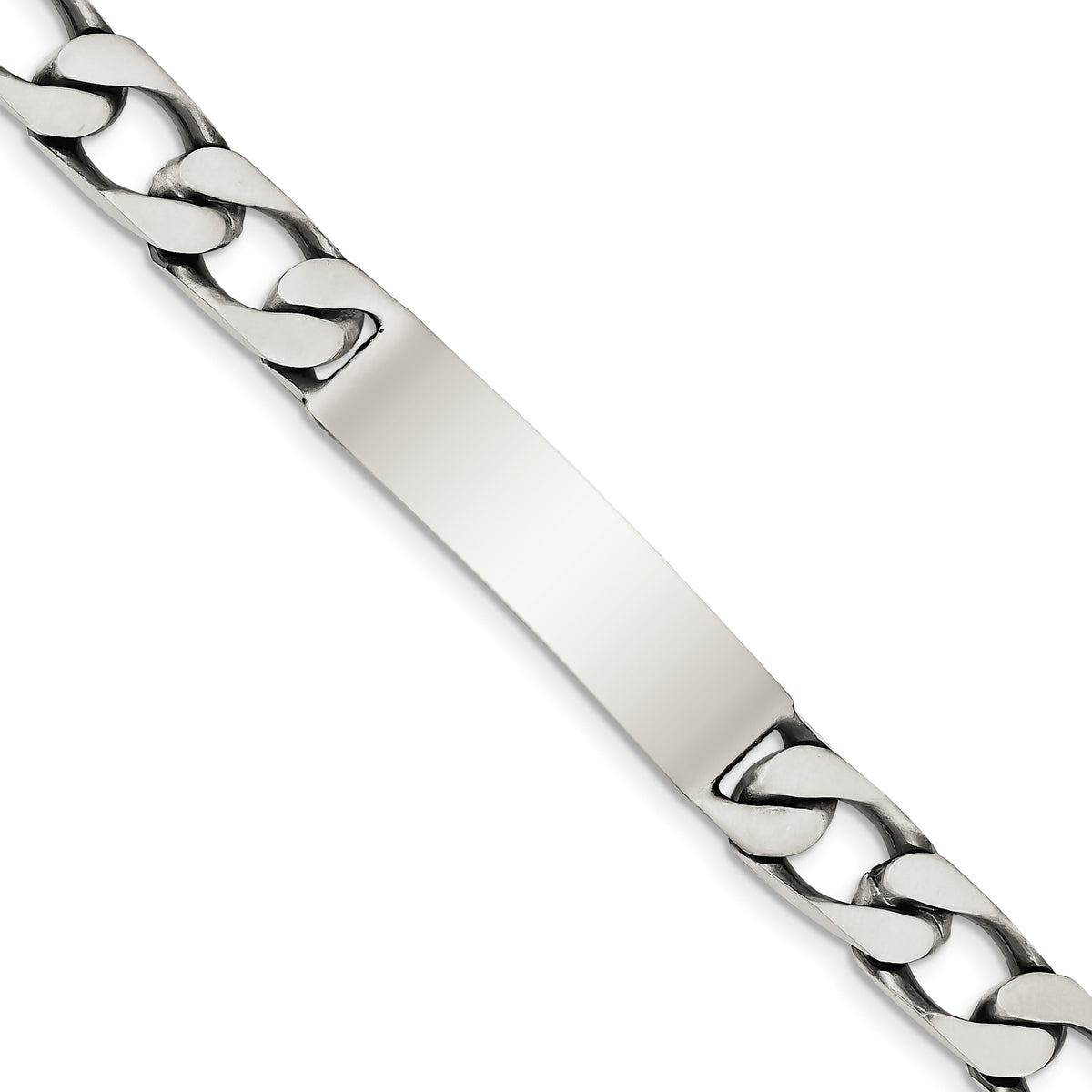 Sterling Silver 8.5inch Engraveable Antiqued Figaro Link ID Bracelet