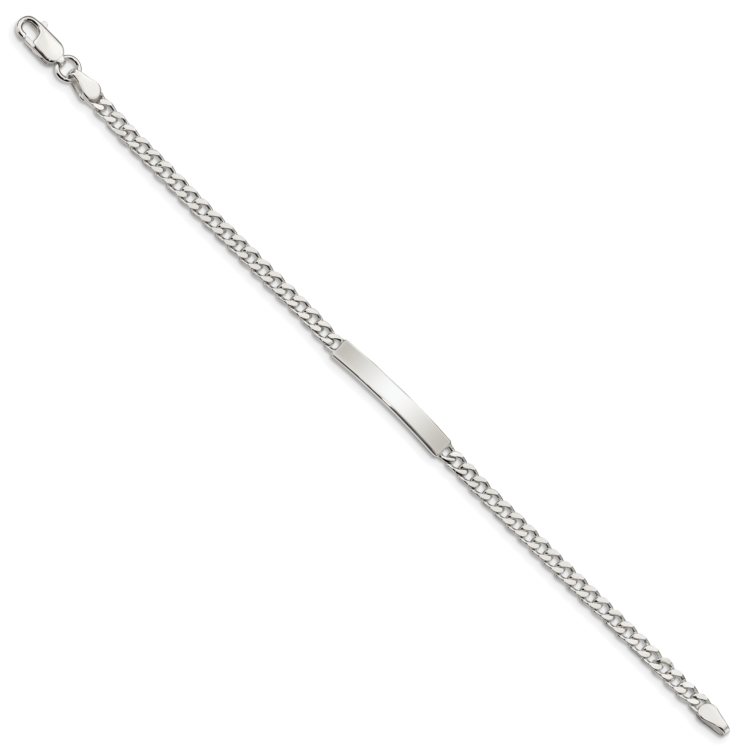 Sterling Silver Polished Engraveable Curb Link ID Bracelet Secondary image