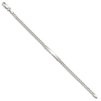 Sterling Silver Polished Engraveable Curb Link ID Bracelet
